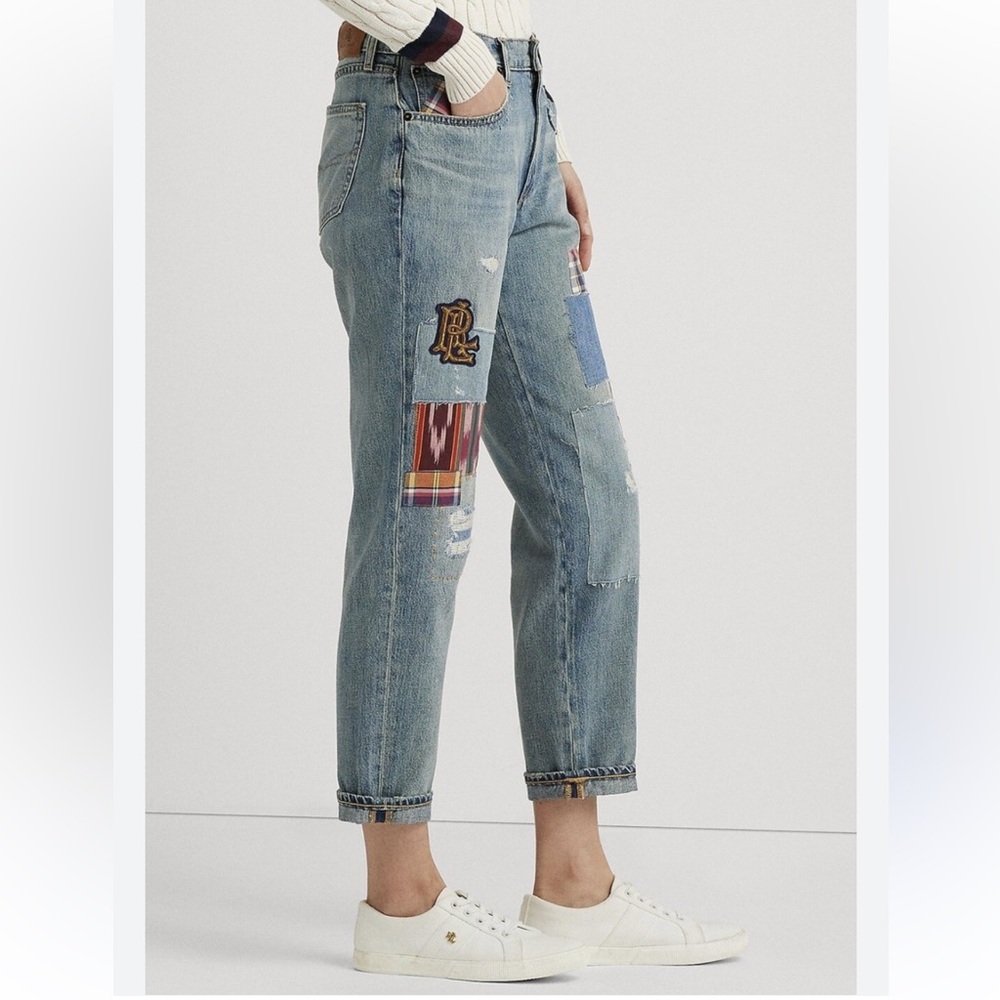 VTG -Tommy Hilfiger Boyfriend Fit Patch Work Jean -Sz 6-30”